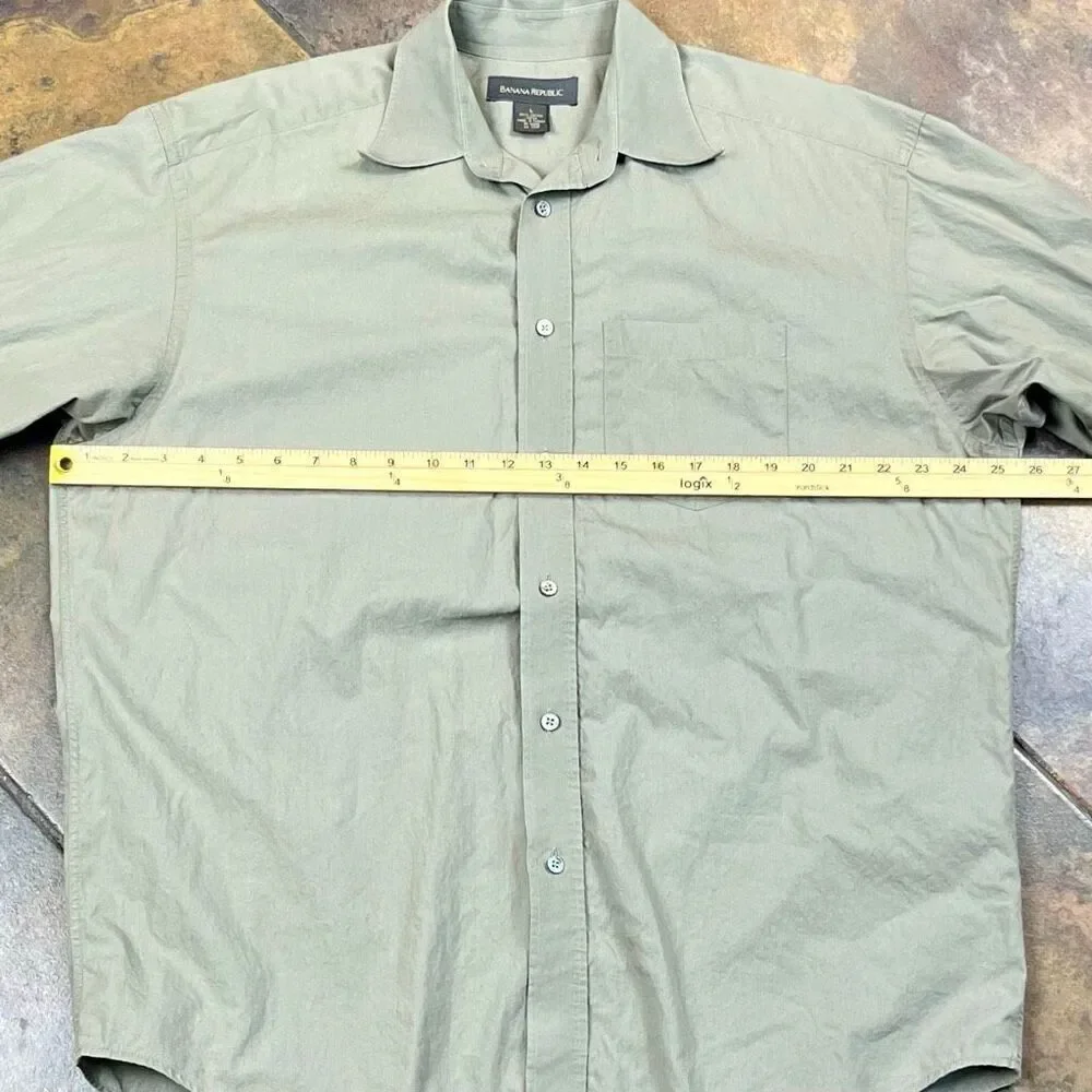 Banana Republic Long Sleeve 100% Cotton Green Button Down Dress Shirt Large